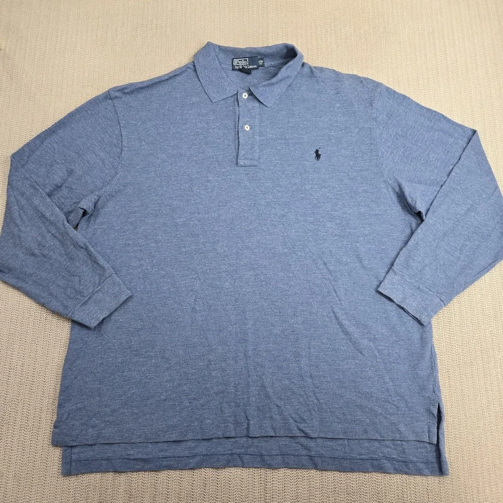 Polo Ralph Lauren Polo Shirt Mens 2XB Big Blue Long Sleeve Big & Tall Casual